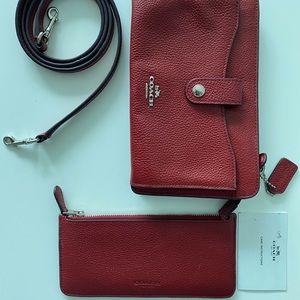 RED COACH Crossbody Leather Purse